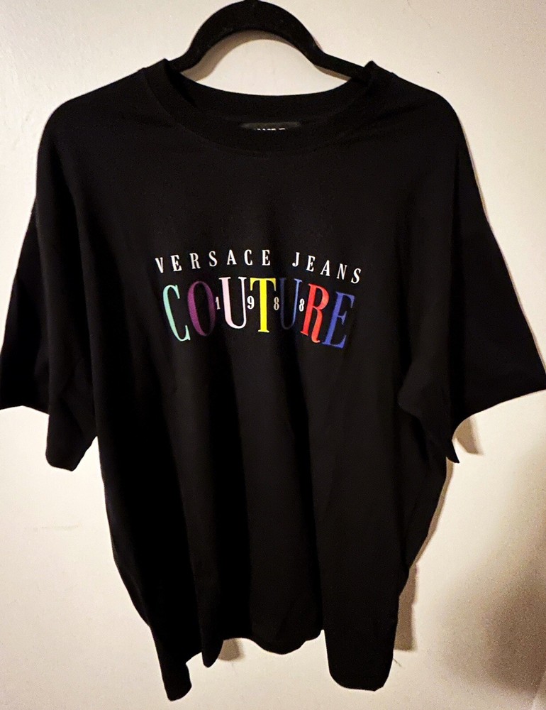 Vèrsace Couture Black T-Shirt Men US Size 2XL