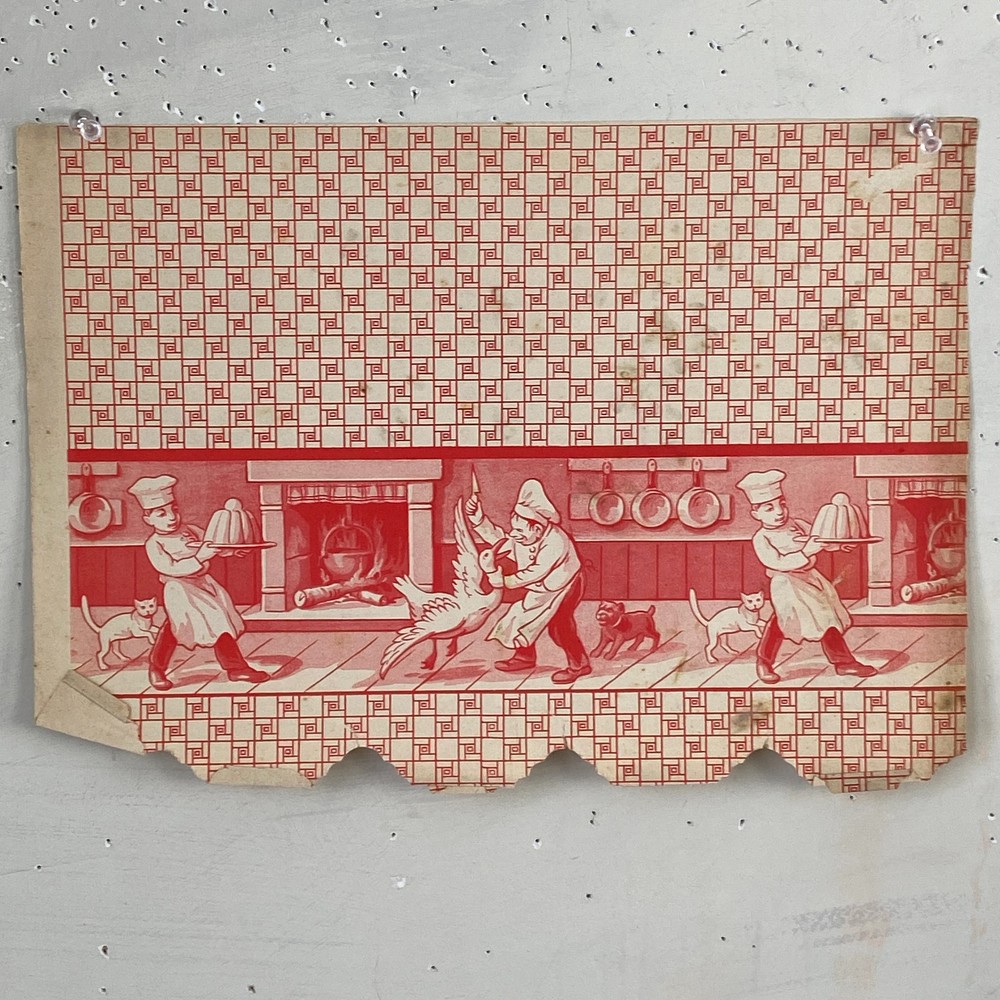 1910 Vintage Kitchen cuisine blue French Antique / wallpaper frieze Border pape