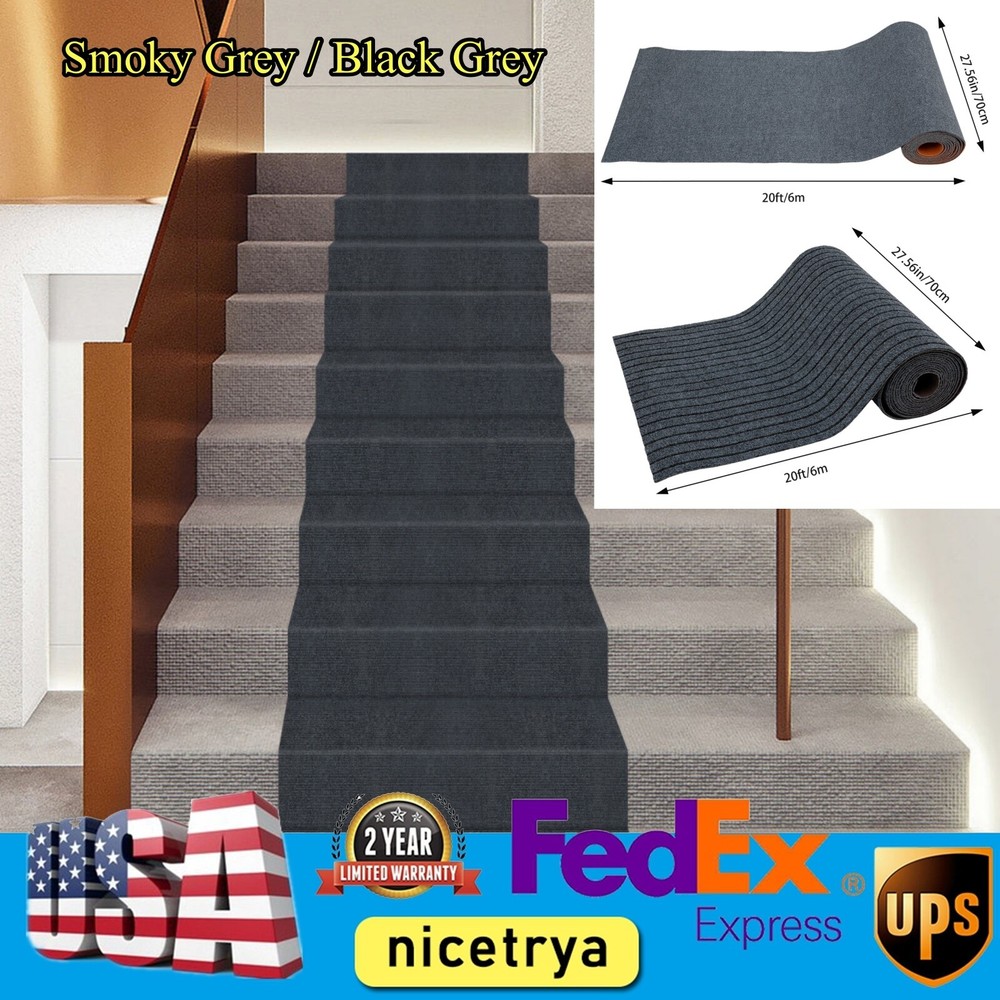 Non-Slip 20ft x 27.56in Carpet Stair Runner Rug for Hallway Floor Protection