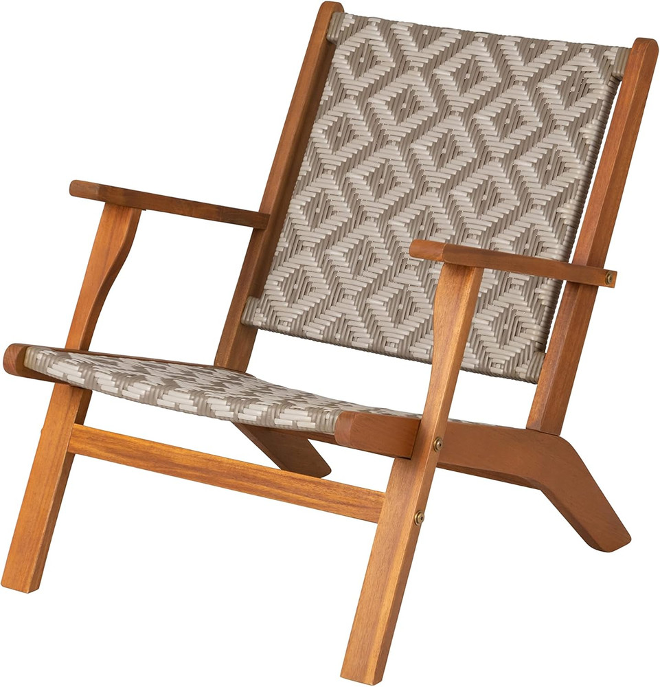 64158 Vega Natural Stain Outdoor Chair All Weather Wicker Outdoor Chair Acacia W