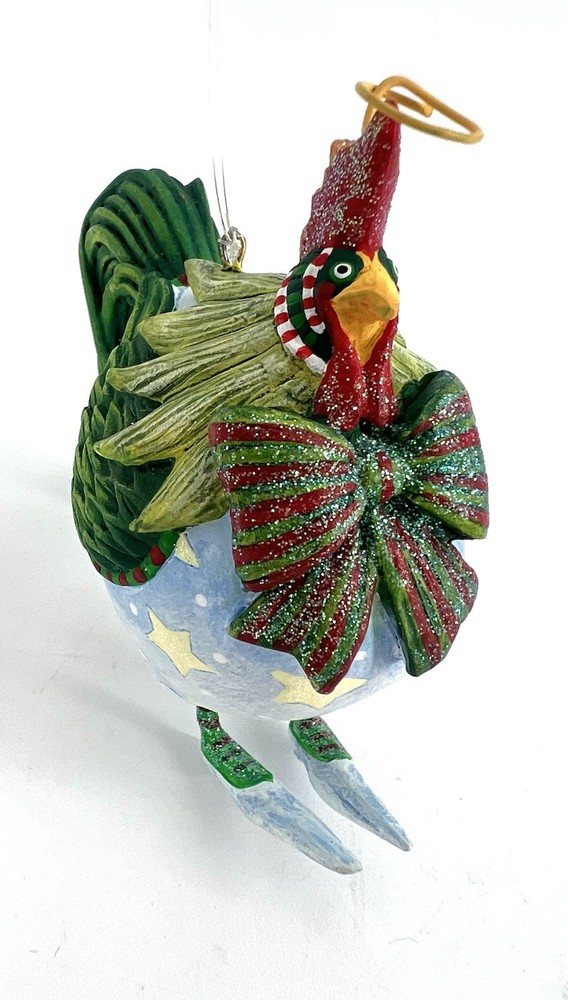 Department 56 Patience Brewster Krinkles Ornament Rooster Green Feathers Bird