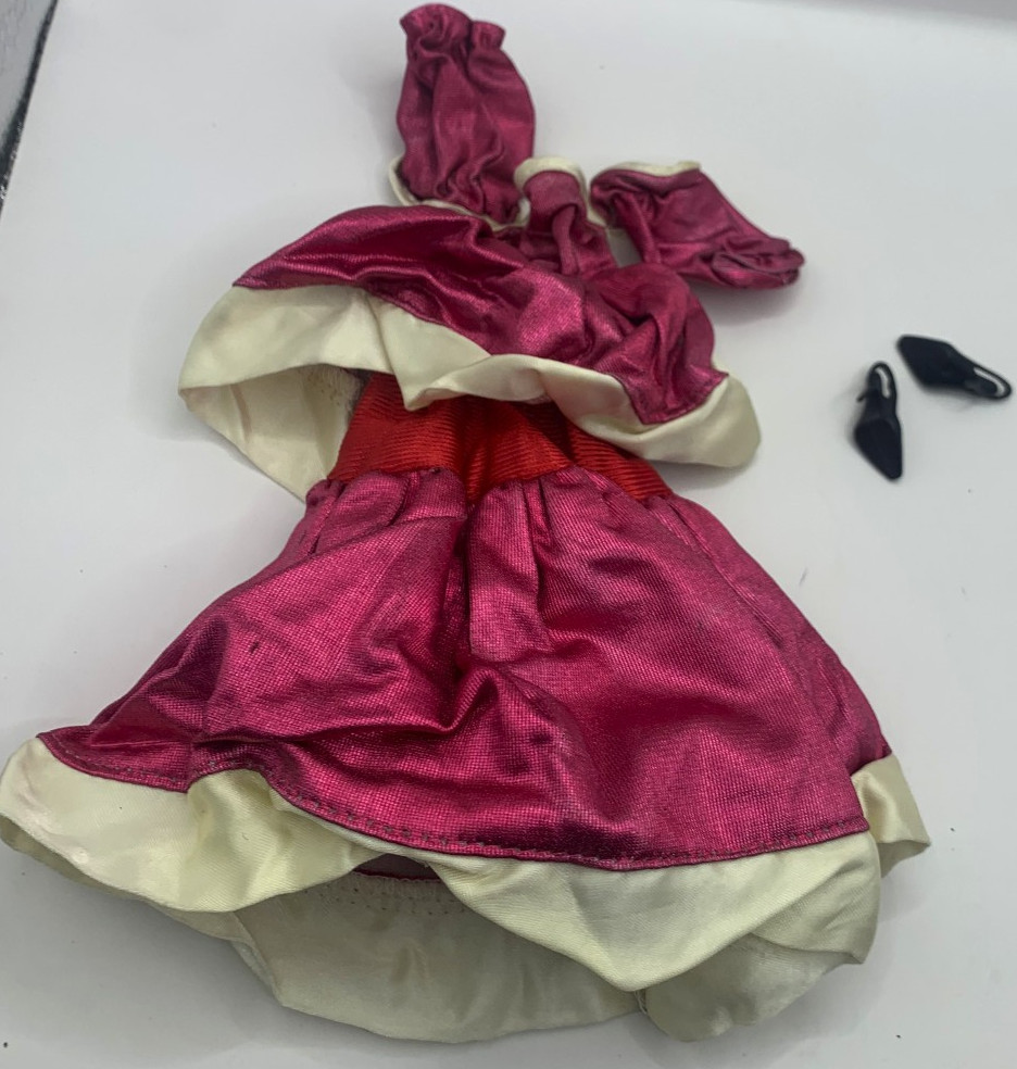 Vintage Lucky Doll Outfit Fashions Layered Maroon Dress Clothes Barbie Sized
