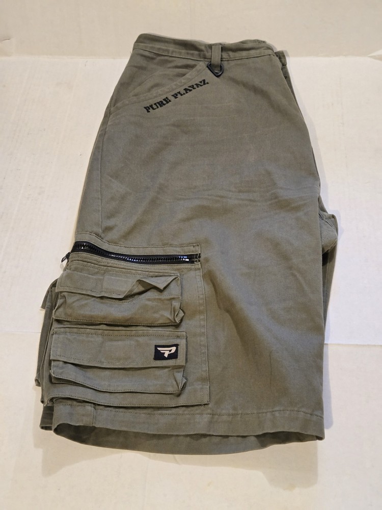Vintage Pure Playaz Shorts Mens 42 Green Baggy Hip Hop Skater Y2K