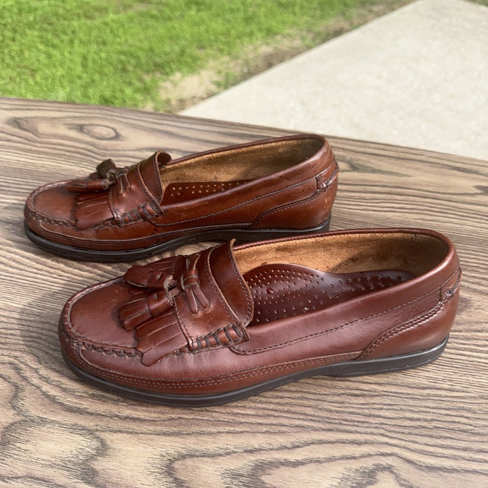 G.H. Bass Strout Mens Brown Leather Tassel Loafer Dress Shoes Size 8M Classic