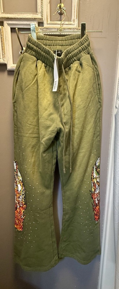Who Decides War Flame Glass Lounge Pant Green Sz Medium
