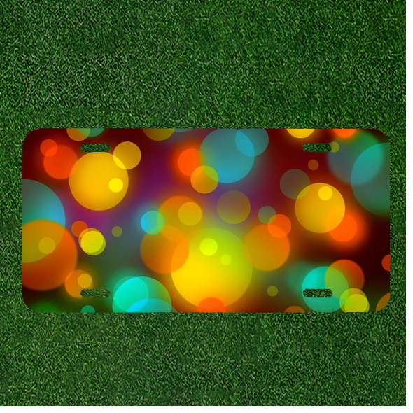 Custom Car License Plate with Personalized Bokeh Background Texture in Colorful Design