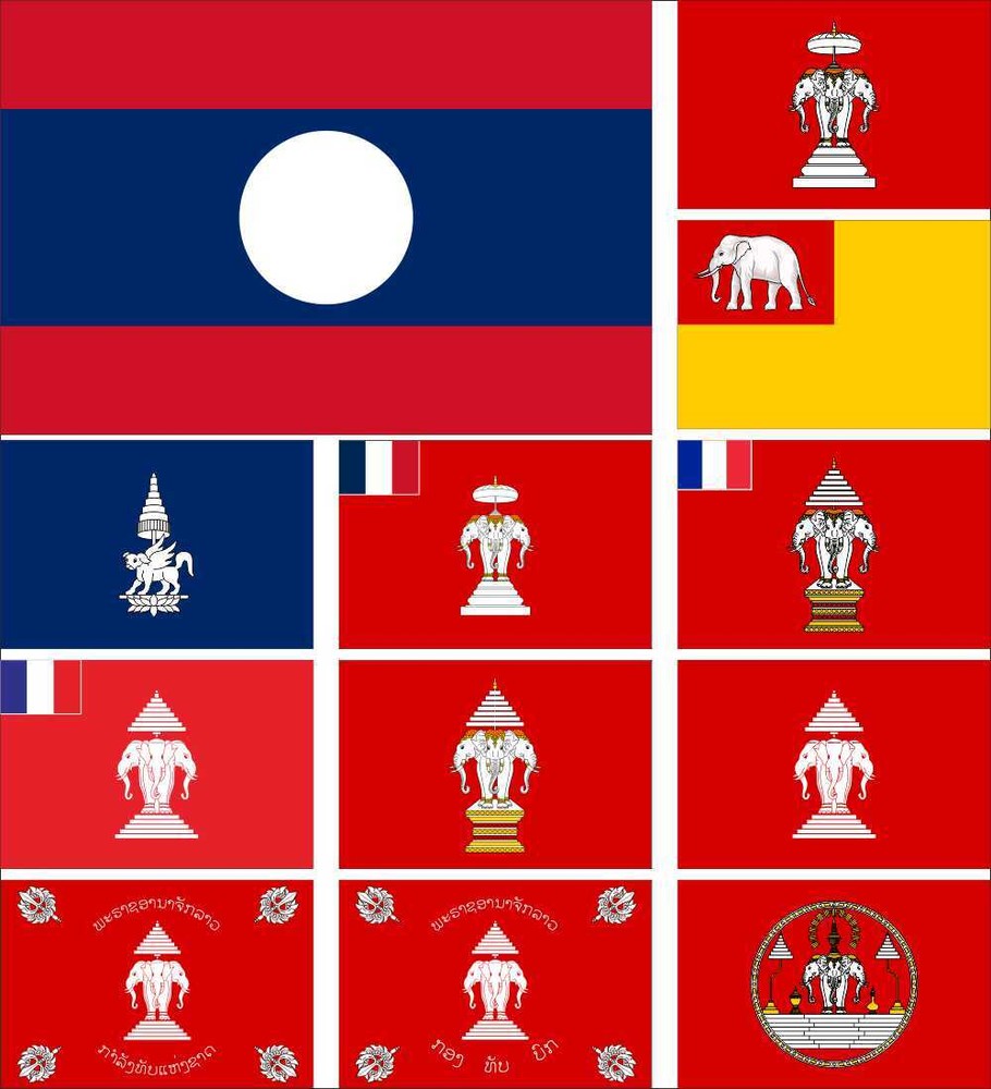 Laos Flag 3x5ft Kingdom of Luang Prabang Vientiane Champasak French Royal Army Historical Banner