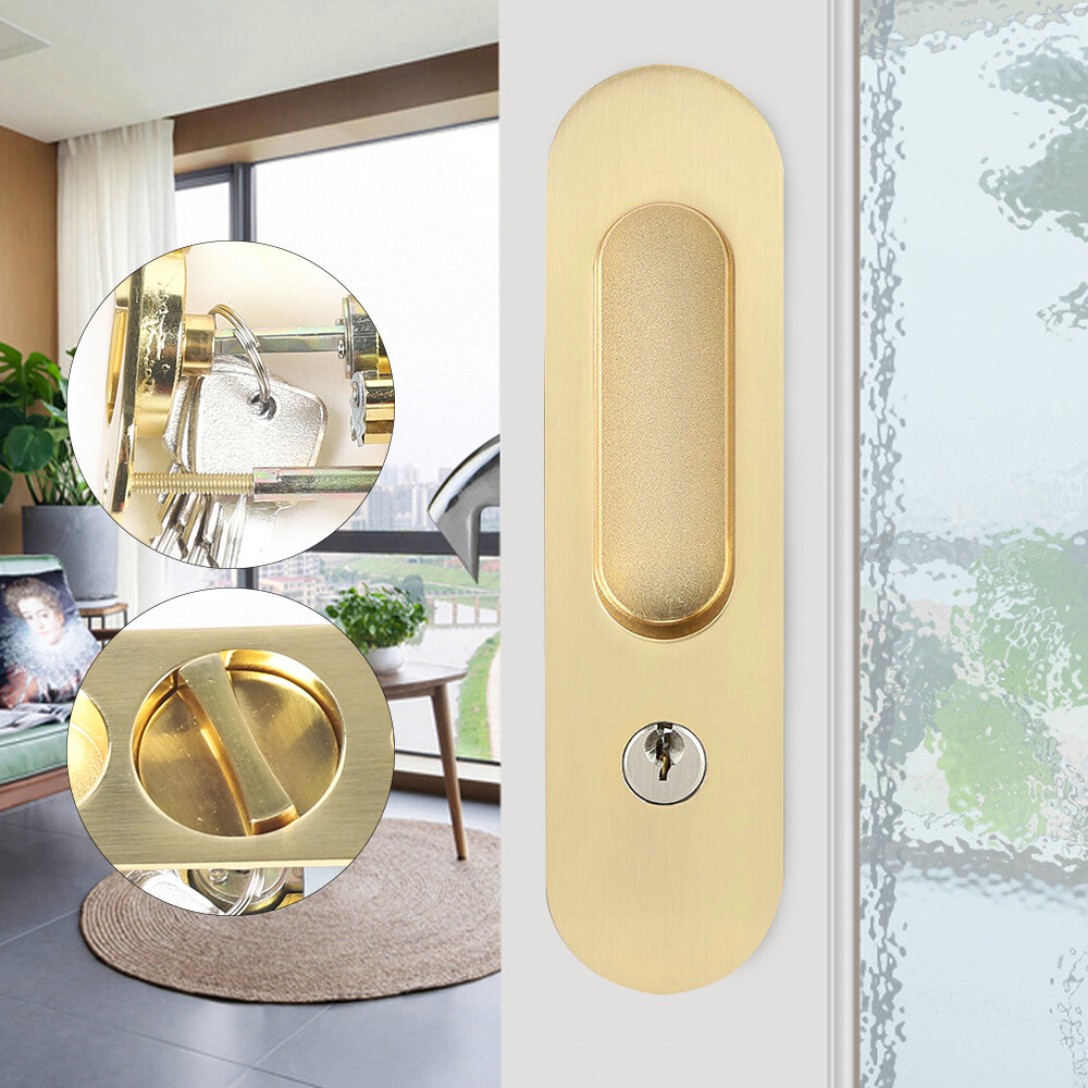 Invisible Security Sliding Door Lock with Keys for Home or Barn Gate Anti-Theft