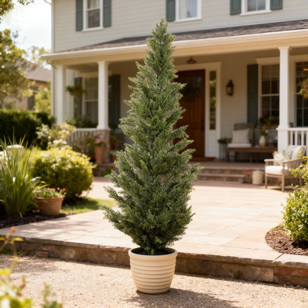 5FT artificial cypress tree realistic indoor and outdoor fake pruning plant