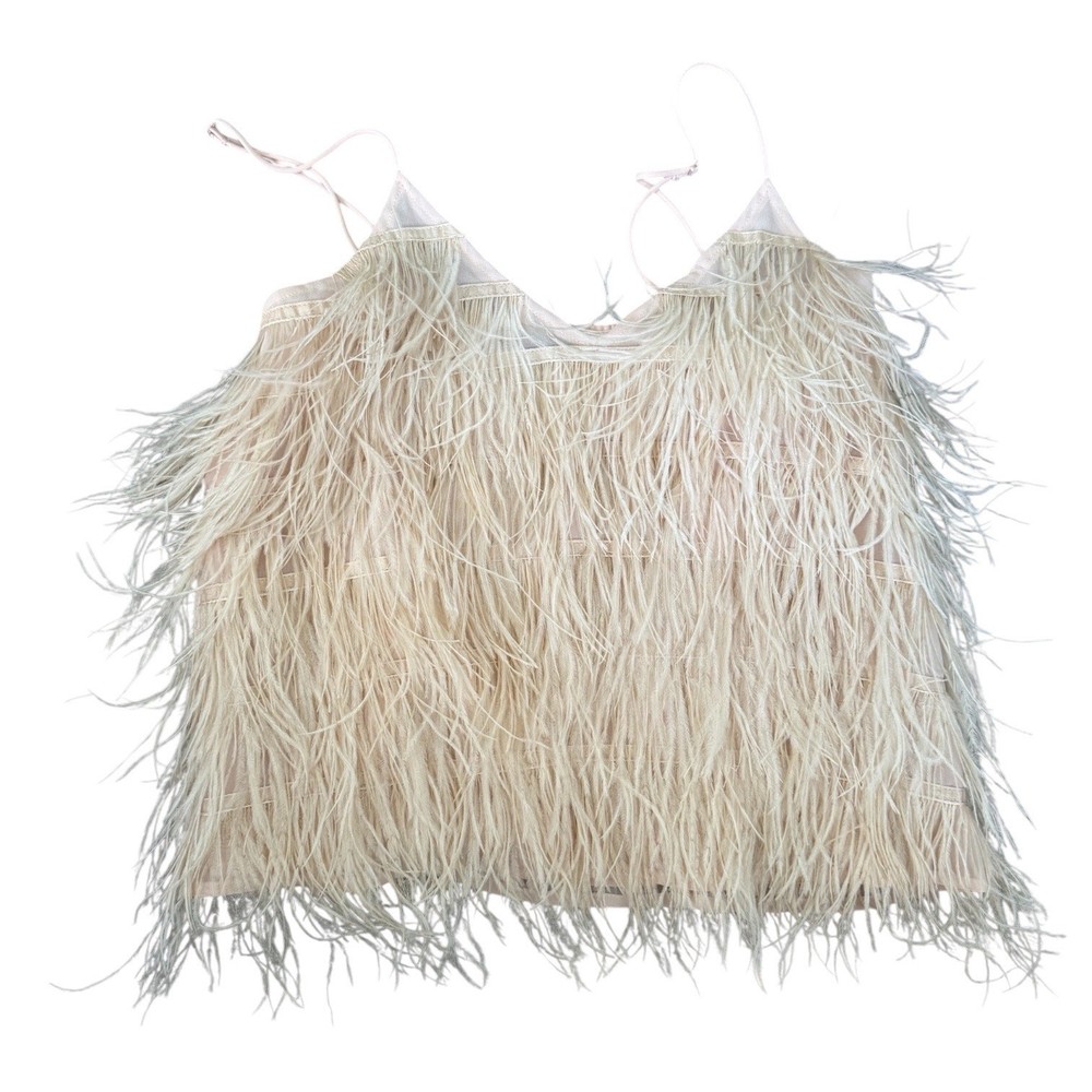Pink feather tank top for women size M stylish summer top