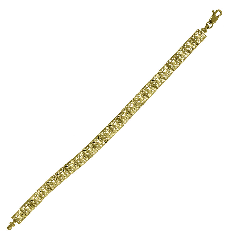 10k Yellow Gold Square Link Bracelet 7