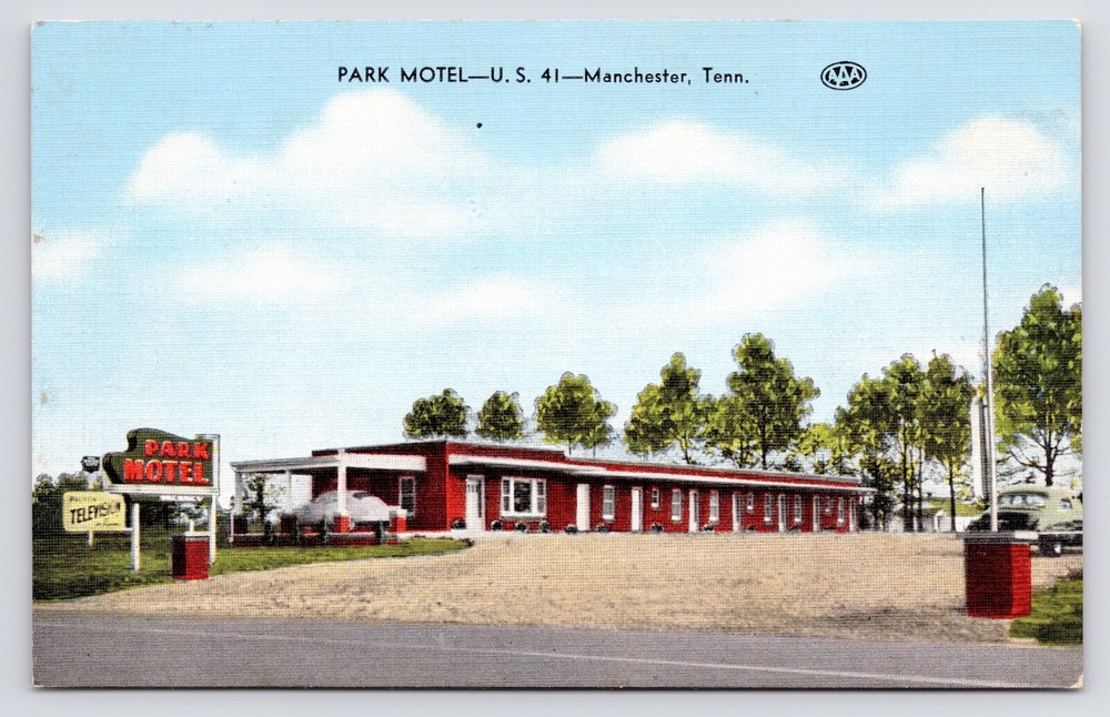 c1930s-40s~Manchester Tennessee TN~Park Motel~US 41~Coffee County~VTG Postcard