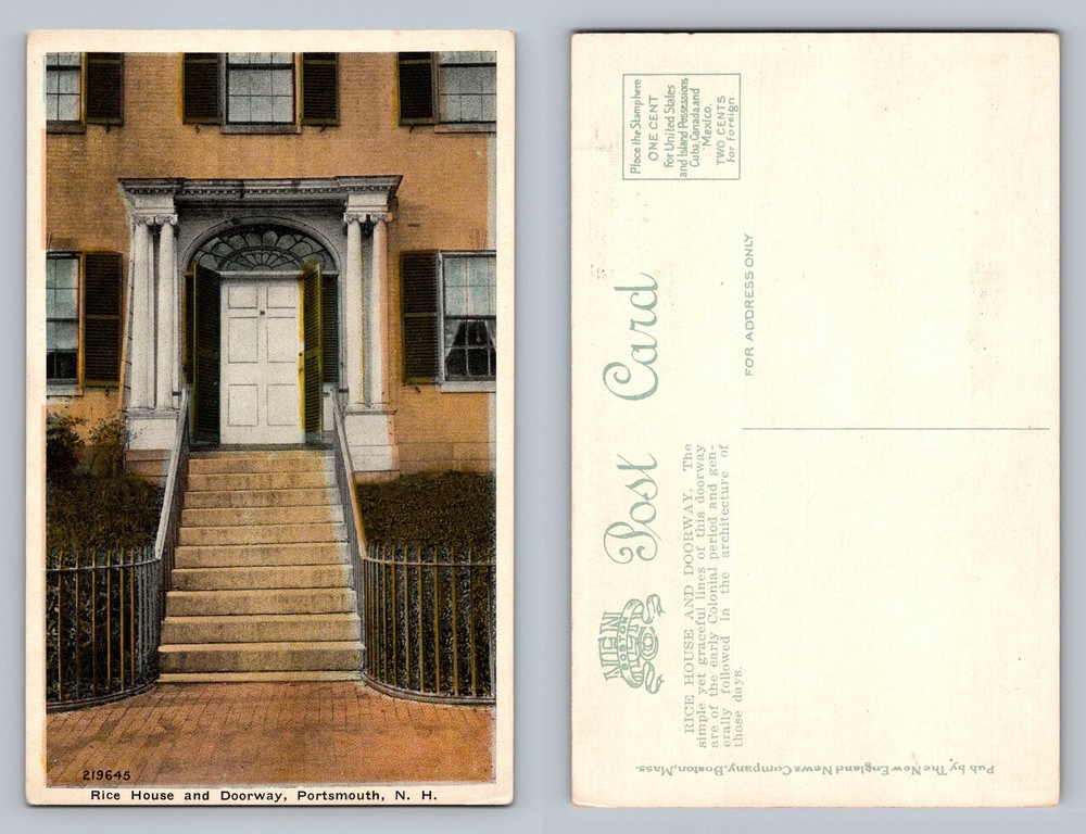 Portsmouth, NH-New Hampshire, Rice House Doorway View PC Vintage Postcard