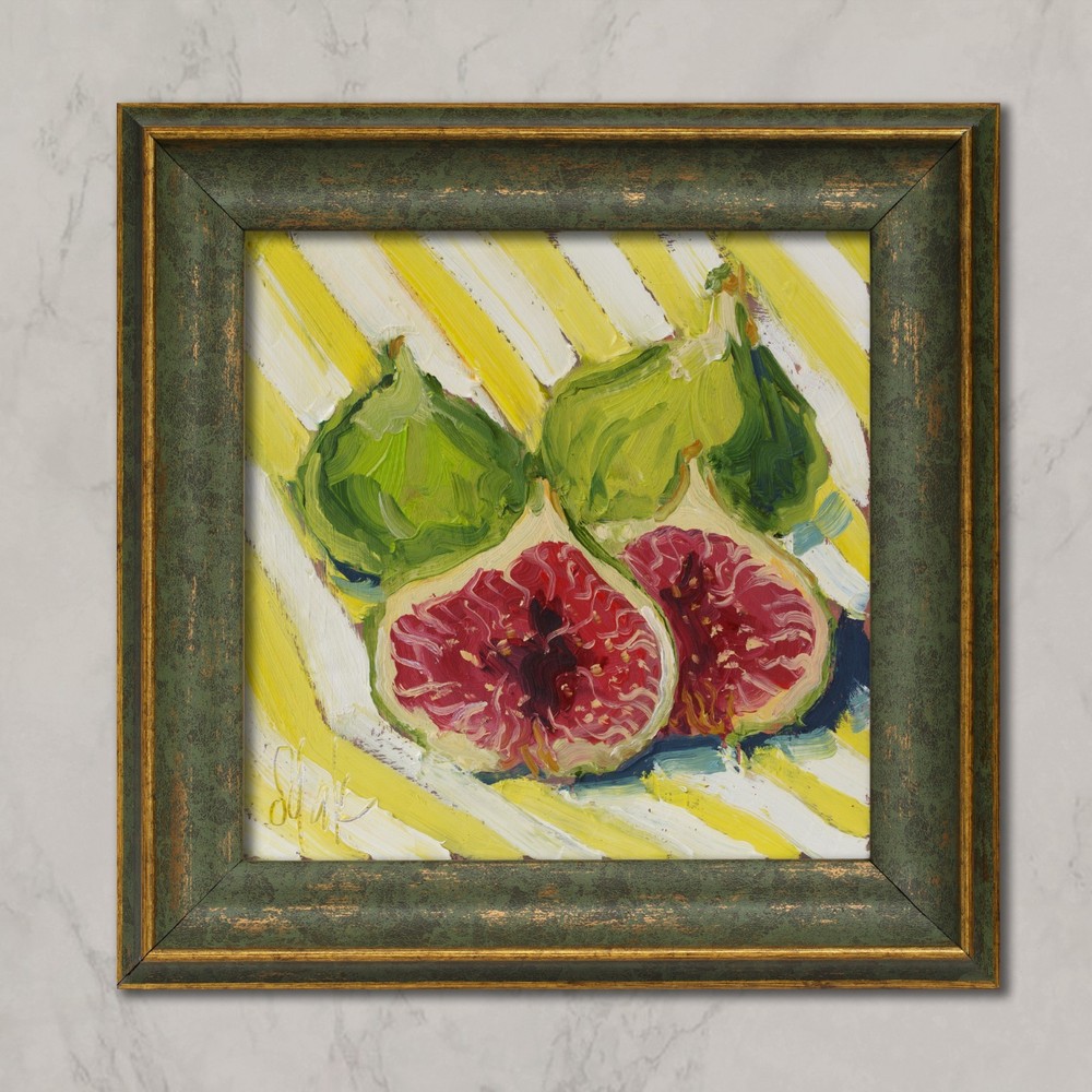 Green Fig Oil Painting Fruit Still Life Original Wall Art Kitchen Food Art