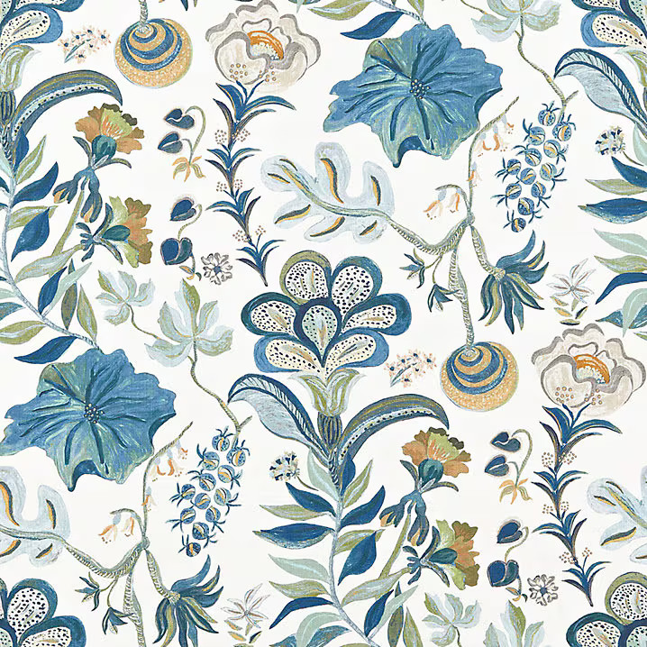 Isadore Blue Fabric by the Yard
