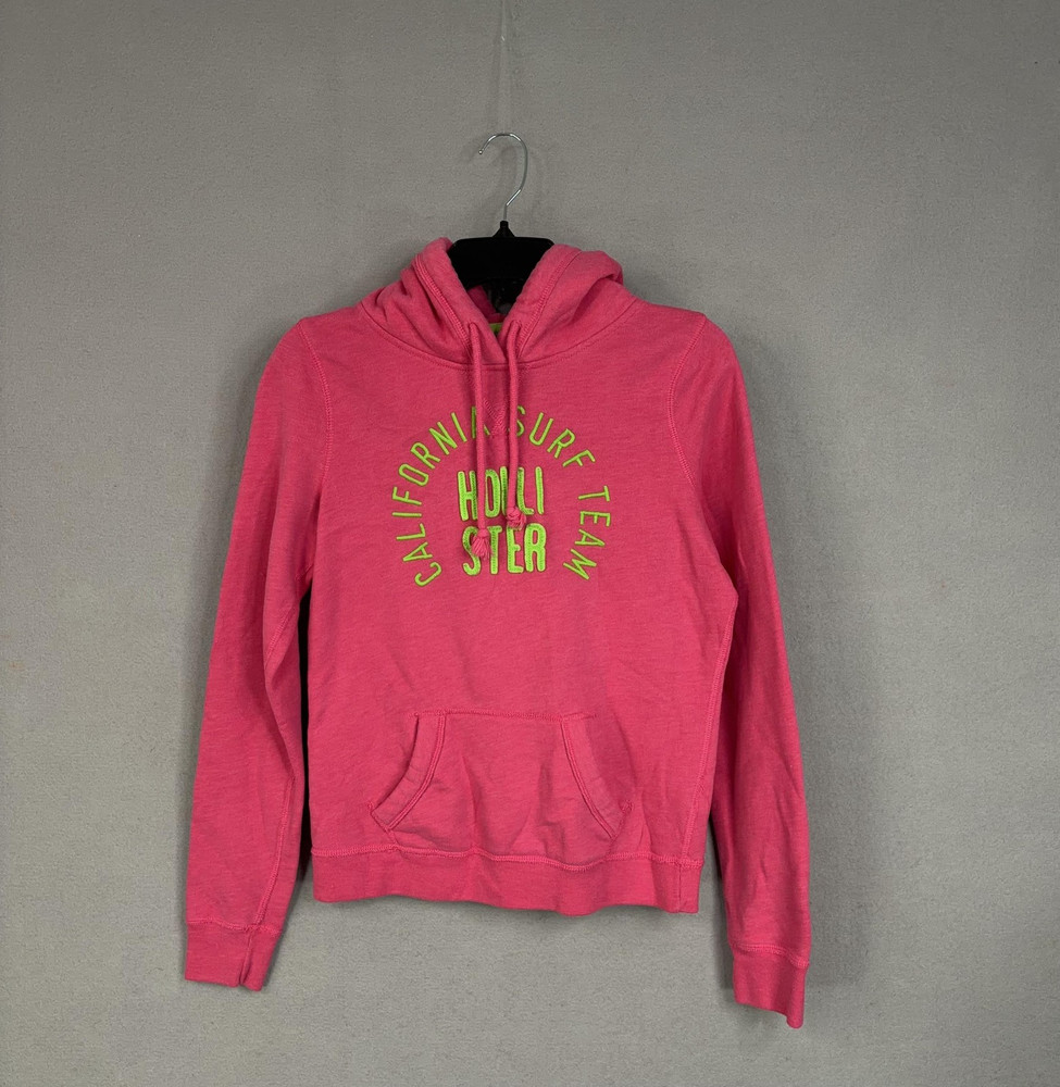 Hollister Hoodie Womens Medium Pink California Surf Team Pullover Fleece Graphic