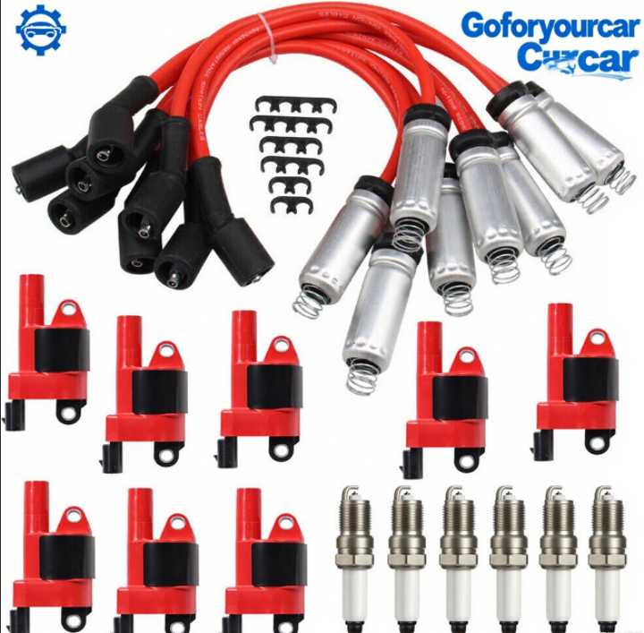 High Performance UF414 Ignition Coil+Spark Plug+Wire For Chevy GMC 5.3L 6.2L V8