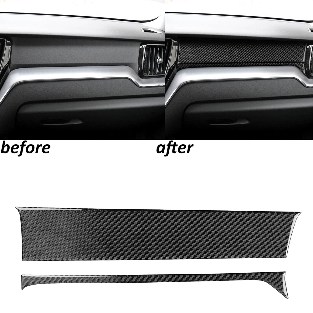 Real Carbon Fiber Interior Co-pilot Dashboard Panel Trim For Volvo XC60 2018-25