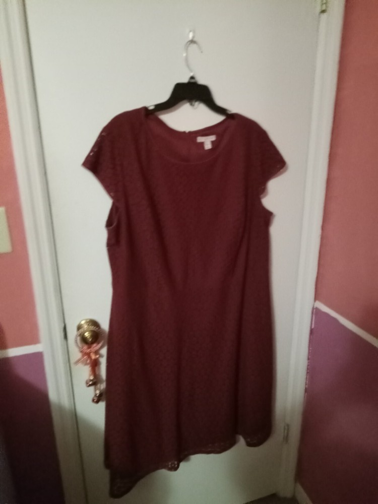 Women's Dressbarn Size 24 Plus Size Dark Red Knee-Length Dress