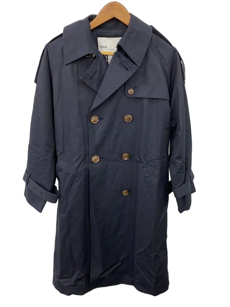 Ticca Trench Coat/1/Cotton/Nvy/Plain/Taha-317-01