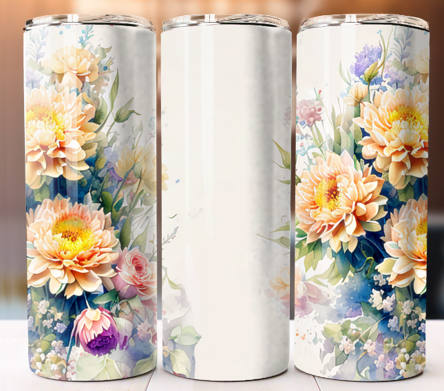 Flowers Add Your Name Cup Tumbler Mug 20 oz Stainless Steel Custom Design