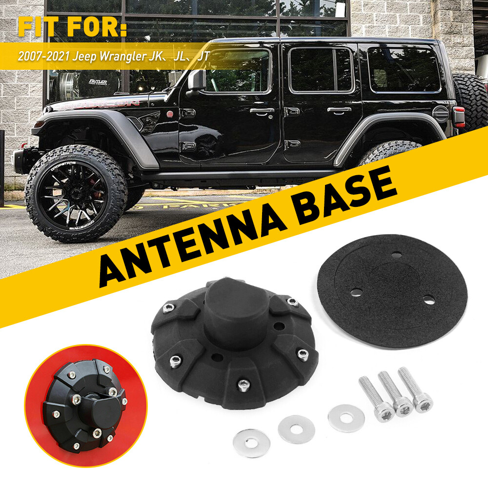 1X Antenna Base Cover Replacement For 2007-2021 Jeep Wrangler JK JL JT Black Kit