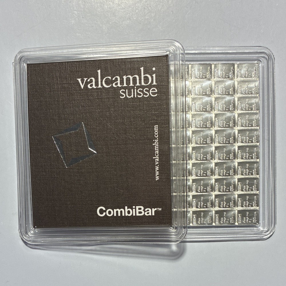 Valcambi Suisse CombiBar 100 g .999 Fine Silver Bar 100x1g Assay Pack