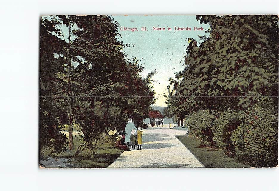 Postcard Scene in Lincoln Park Chicago Illinois USA North America