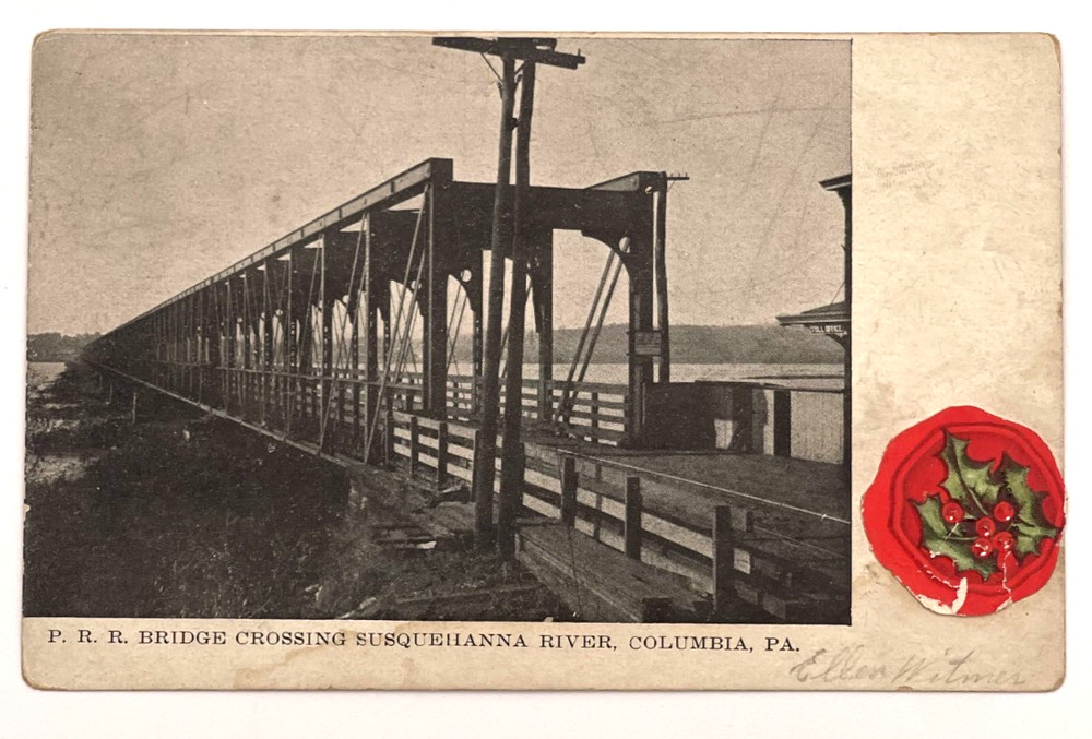 PRR Railroad Bridge COLUMBIA PA Wrightsville Lancaster County Postcard