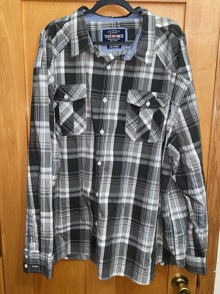 Ecko Unltd men’s long sleeve button down multicolor plaid shirt size 5x-large