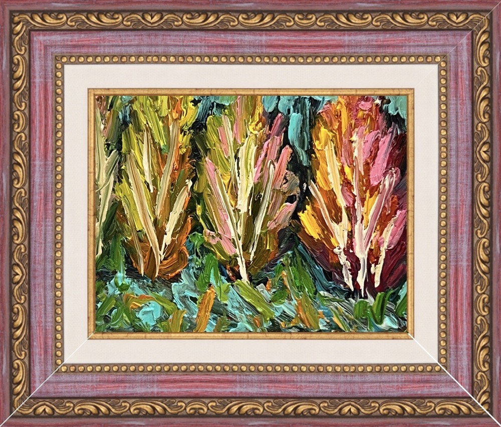 Original Framed Fall Landscape Oil Painting with Vibrant Autumn Trees and Nature