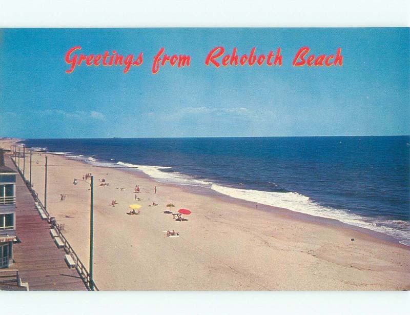 Unused Pre-1980 BEACH SCENE Rehoboth Beach Delaware DE d6551