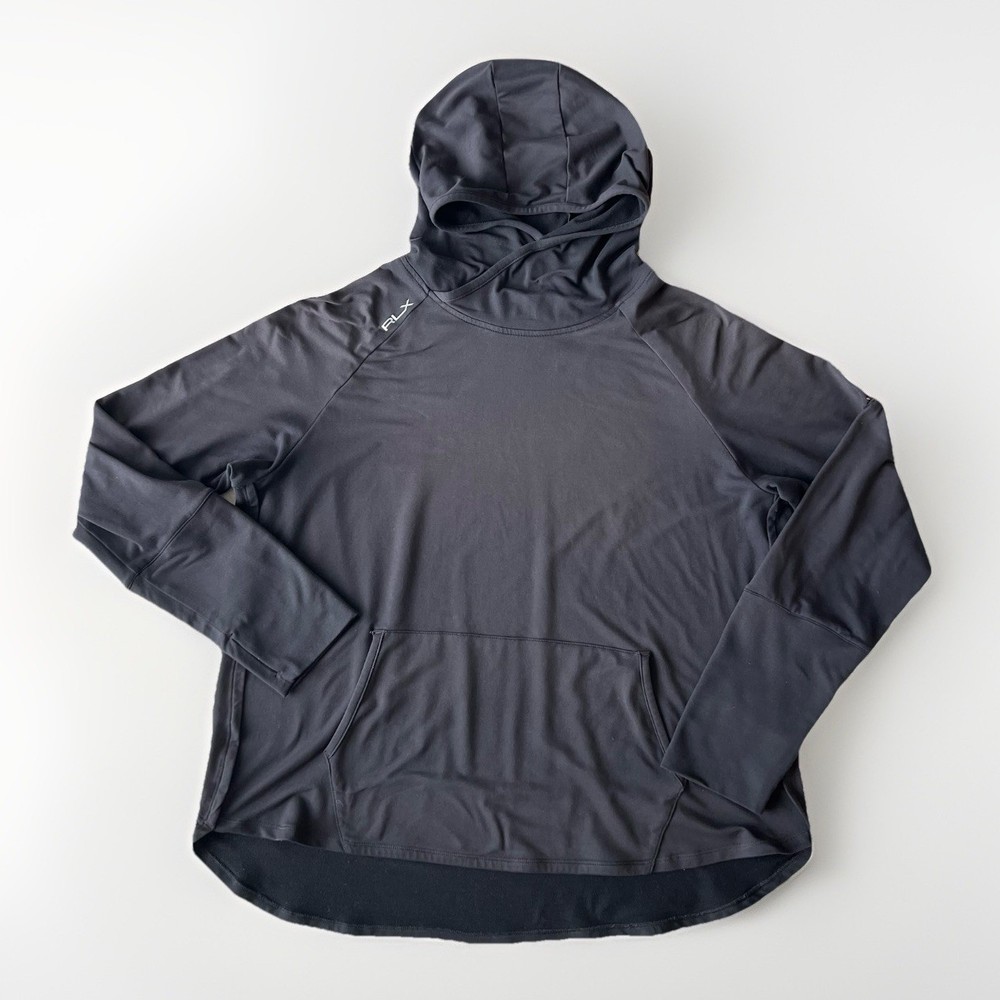 RXL Ralph Lauren Performance Hoodie XL Black Charcoal Wicking Activewear Logo