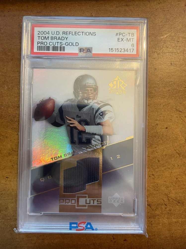 2004 Upper Deck Reflections - Pro Cuts Jerseys Tom Brady #PC-TB Gold (MEM) PSA 6