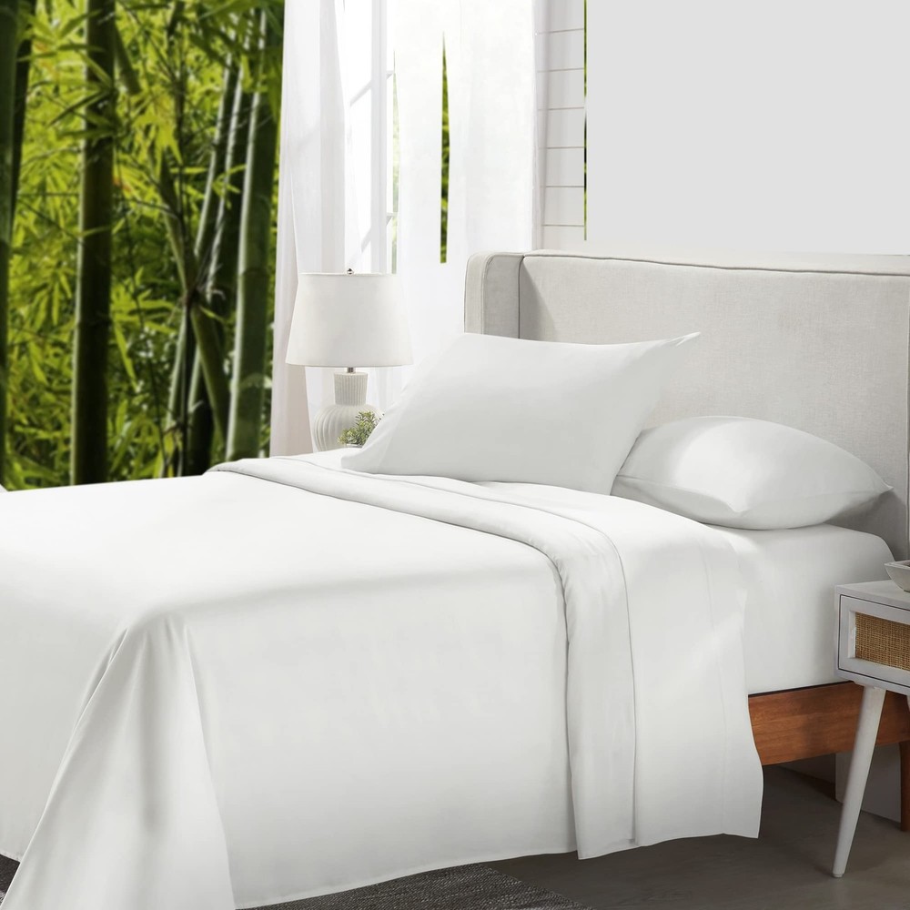 Rayon Bamboo Queen Sheets Luxury Cooling Silky Soft Bedding with Deep Pockets