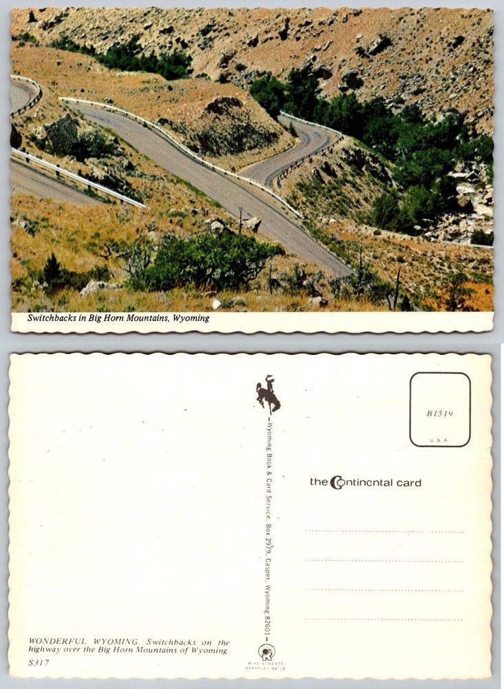 Wyoming Big Horn Mountains Switchbacks Highway Road Vintage Postcard