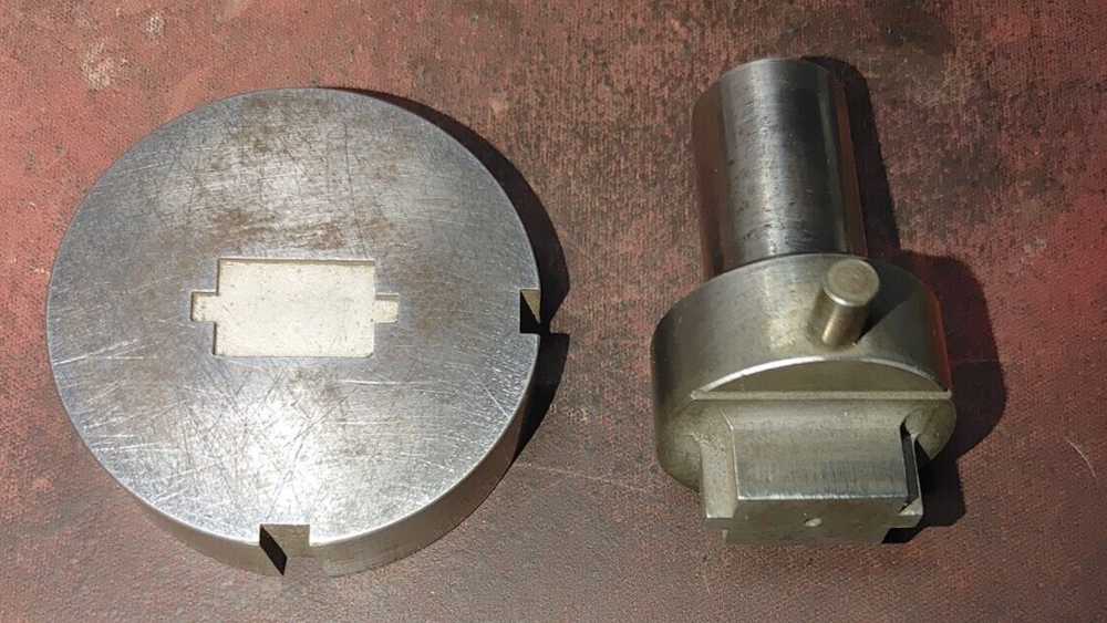 .530 X .818 Rectangle connector punch with wings & die for Unipunch B 3 punch