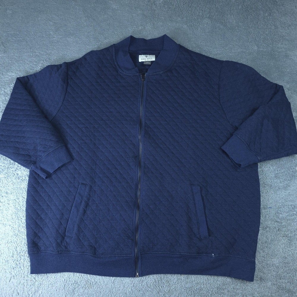 Oak Hill Jacket Mens 3XL Blue Quilted Full Zip Bomber Cotton Blend Big Tall