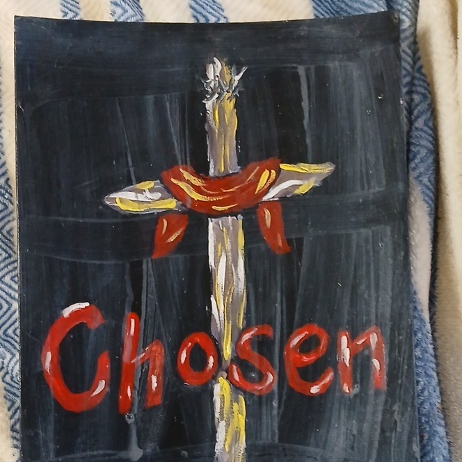 Sword 'Chosen' Acrylic Painting on Paper, Small Contemporary Art, Unframed