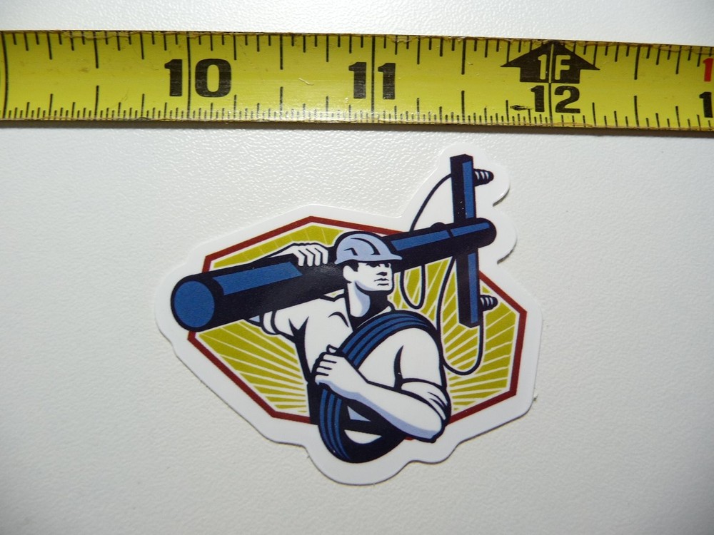 Electrician Lineman Carrying Pole Decal Sticker for Work Occupation