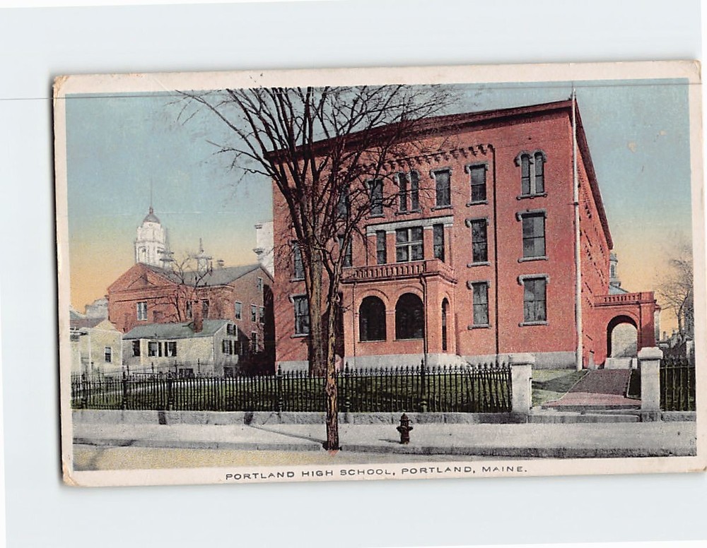 Postcard Portland High School Portland Maine USA