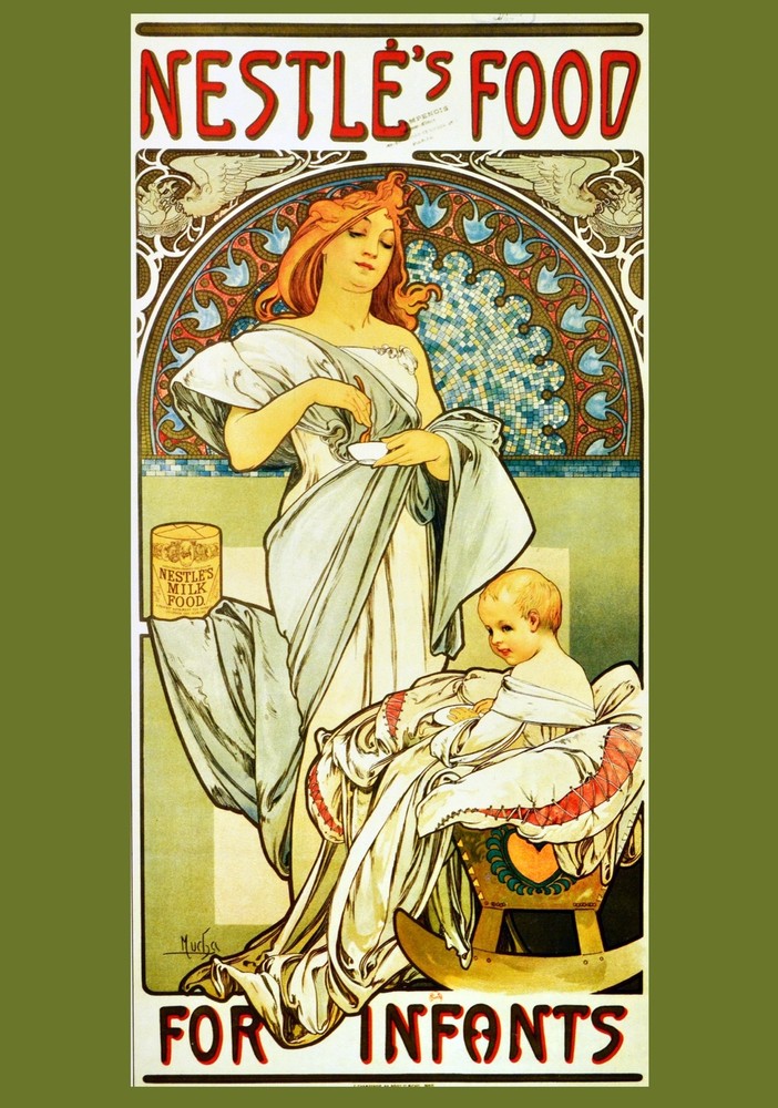 Decor poster.Interior design Art Nouveau.Mucha Baby Nestle food.6260
