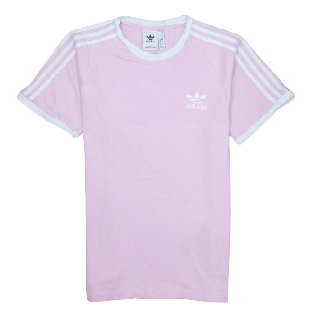 Adidas Mens T Shirt Pink Cotton Trefoil Logo Three Stripe Raglan Jersey M