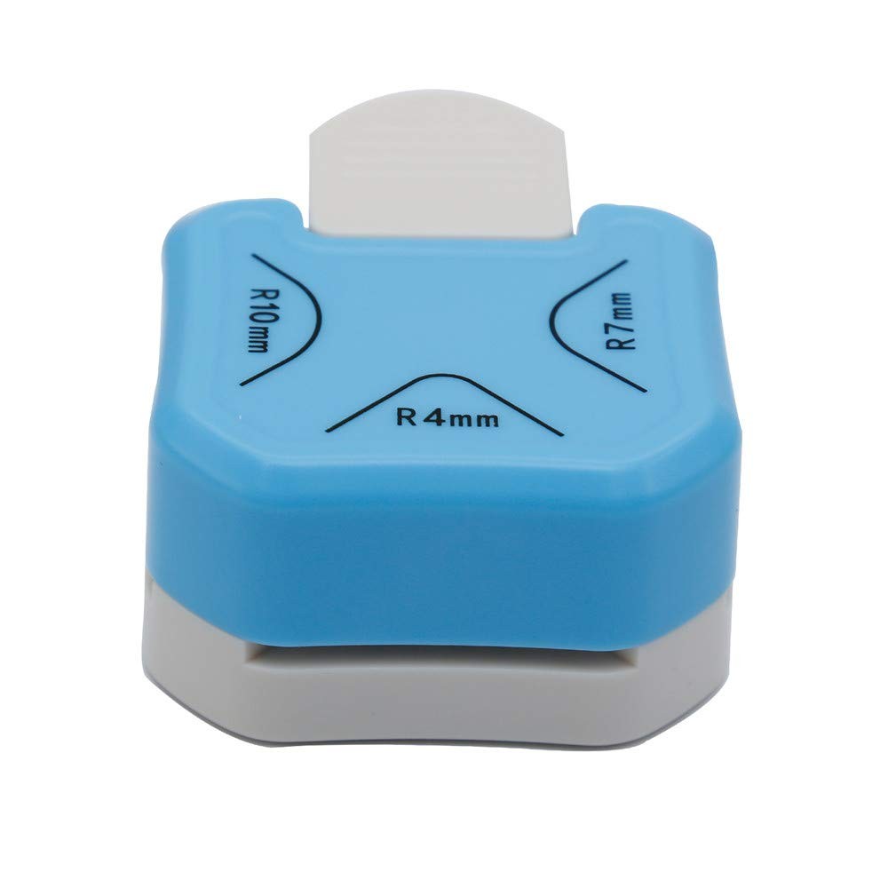 QIQQIKIN Paper Corner Rounder 3 in 1 （R4mm+R7mm+R10mm）， Blue R4+R7+R10