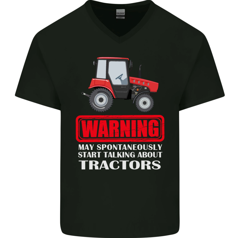 Talking About Tractors Funny Farmer Farm Mens V-Neck Cotton T-Shirt