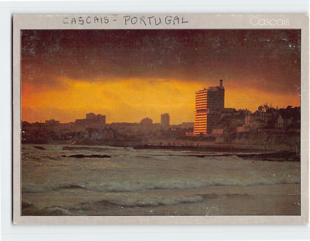 Postcard Sunset Scene Cascais Portugal