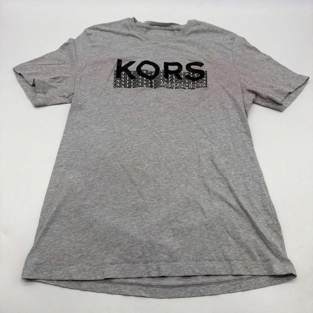 Michael Kors T-shirt Men M Gray Graphic Print Logo 100% Cotton.#46293