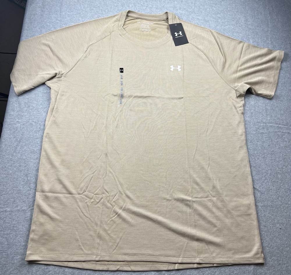 Under Armour Training T-Shirt Men’s Tech Textured Tee Size 2XLT Khaki NWT