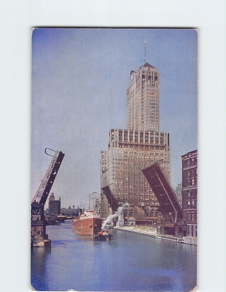 Postcard Chicago River looking north Chicago Illinois USA