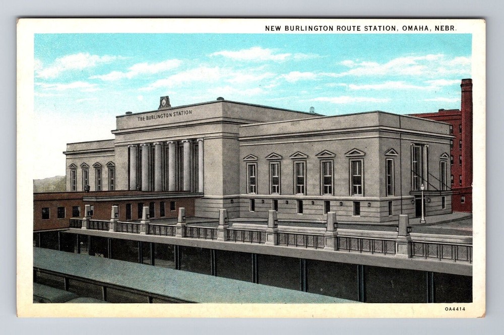 Omaha NE-Nebraska, New Burlington Route Station, Antique, Vintage Postcard
